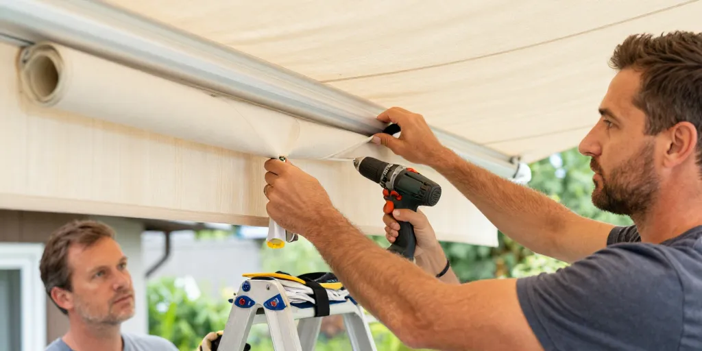 changer la toile de store banne